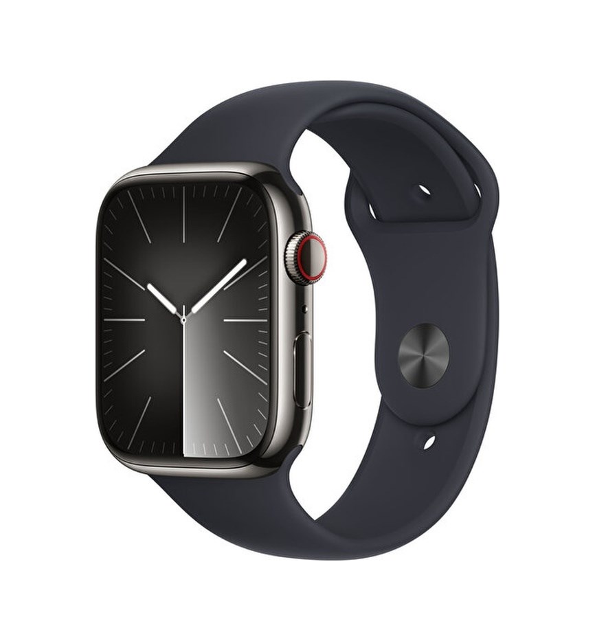 Apple Watch Seri 9 45 cell MM Çelik Kasa S/M Akıllı Saat (Apple Türkiye Garantili) Grafit - Gece Yar