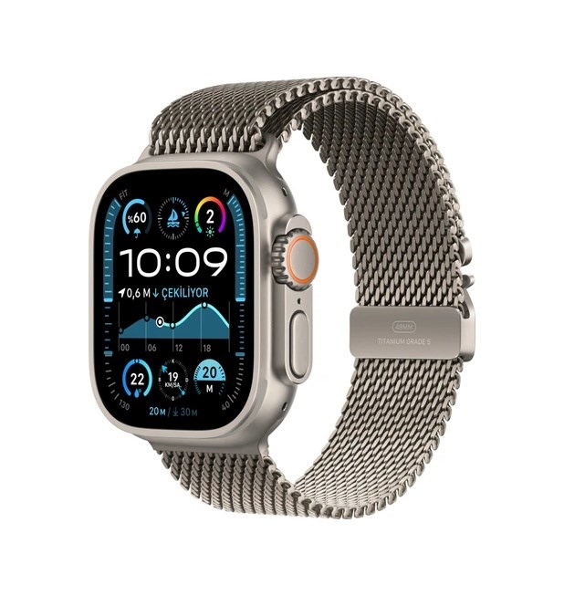 Apple Watch Ultra 2 GPS + Cellular 49 MM Natürel Titanyum Kasa ve Natürel Titanyum Milano Loop Small