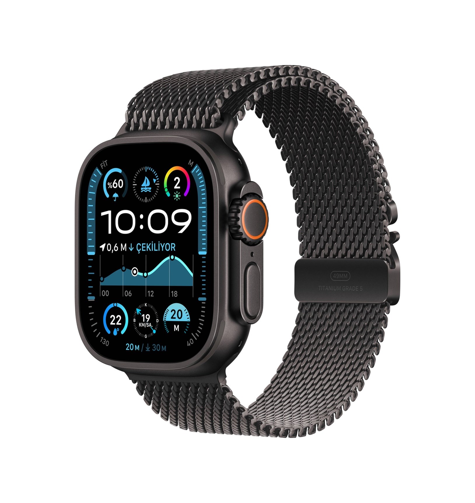 Apple Watch Ultra 2 GPS + Cellular 49 MM Titanyum Kasa Titanyum Milano Loop Small Akıllı Saat (Apple
