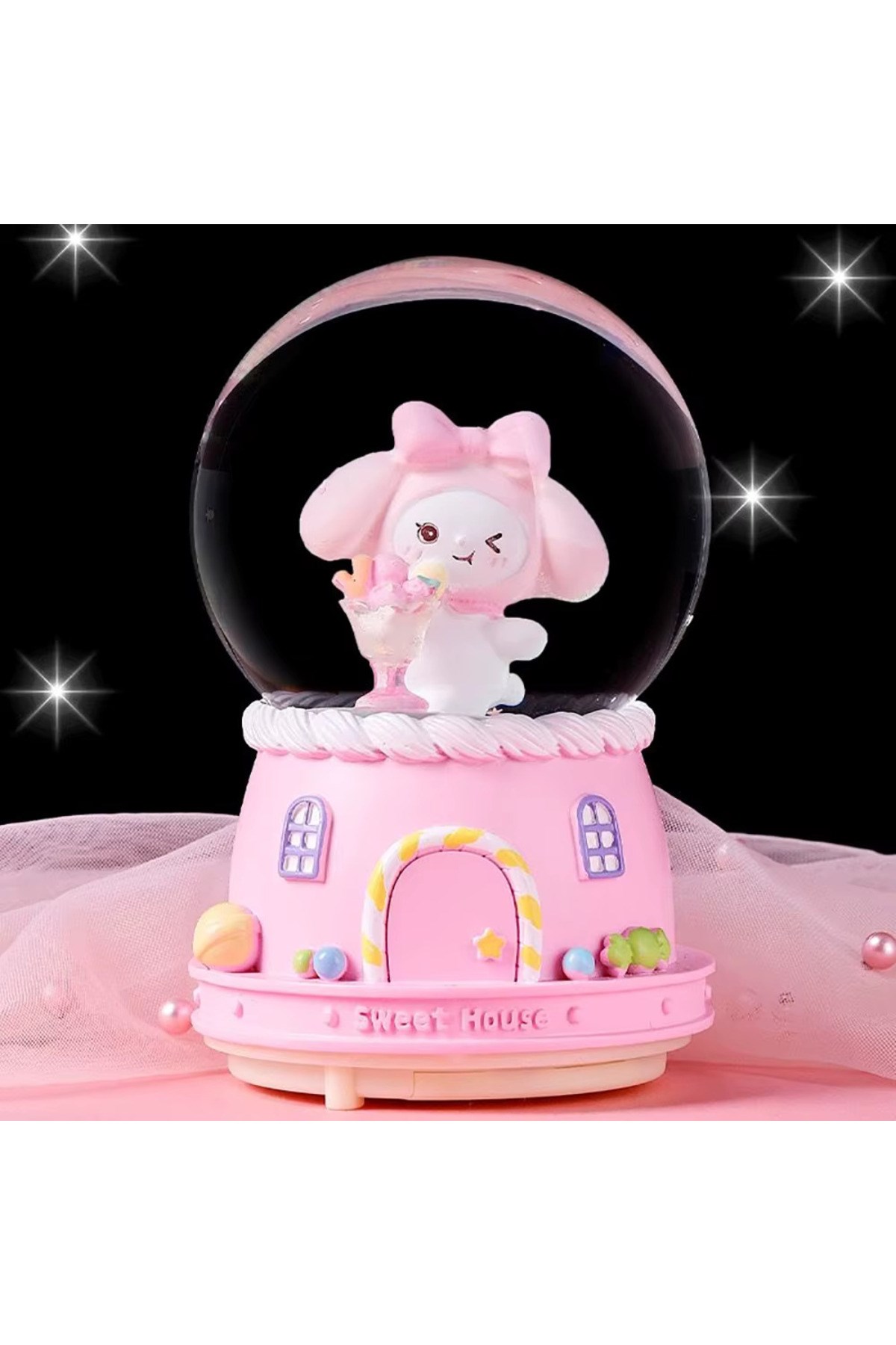 Sanrio kuromi Büyük Boy Püskürtmeli Müzikli Işıklı Kar Küresi