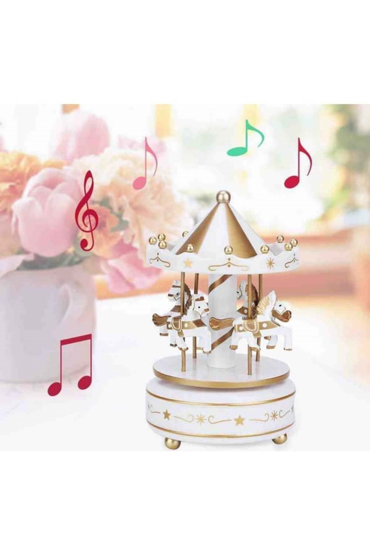 Dekoratif Atlı Karınca Müzik kutusu Beyaz
