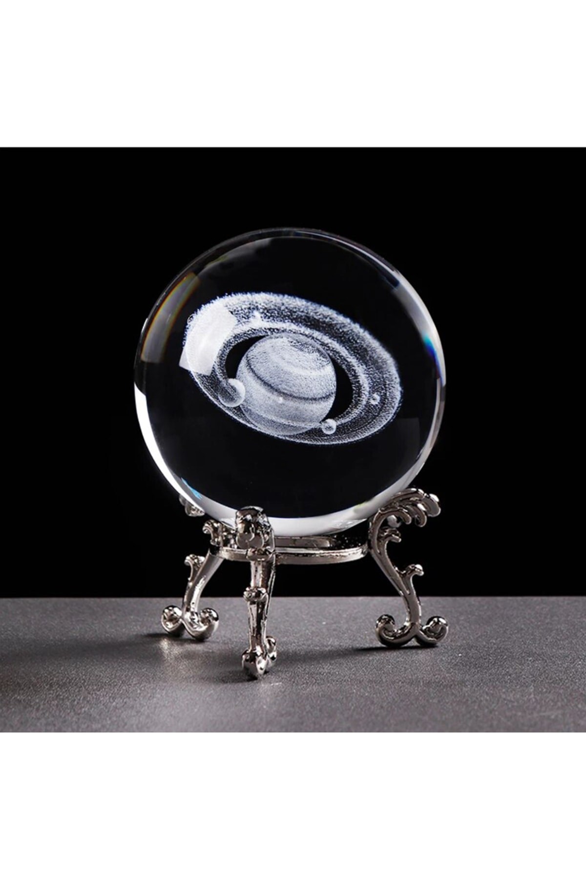 Işıklı Satürn Cam Küre 8cm*6cm