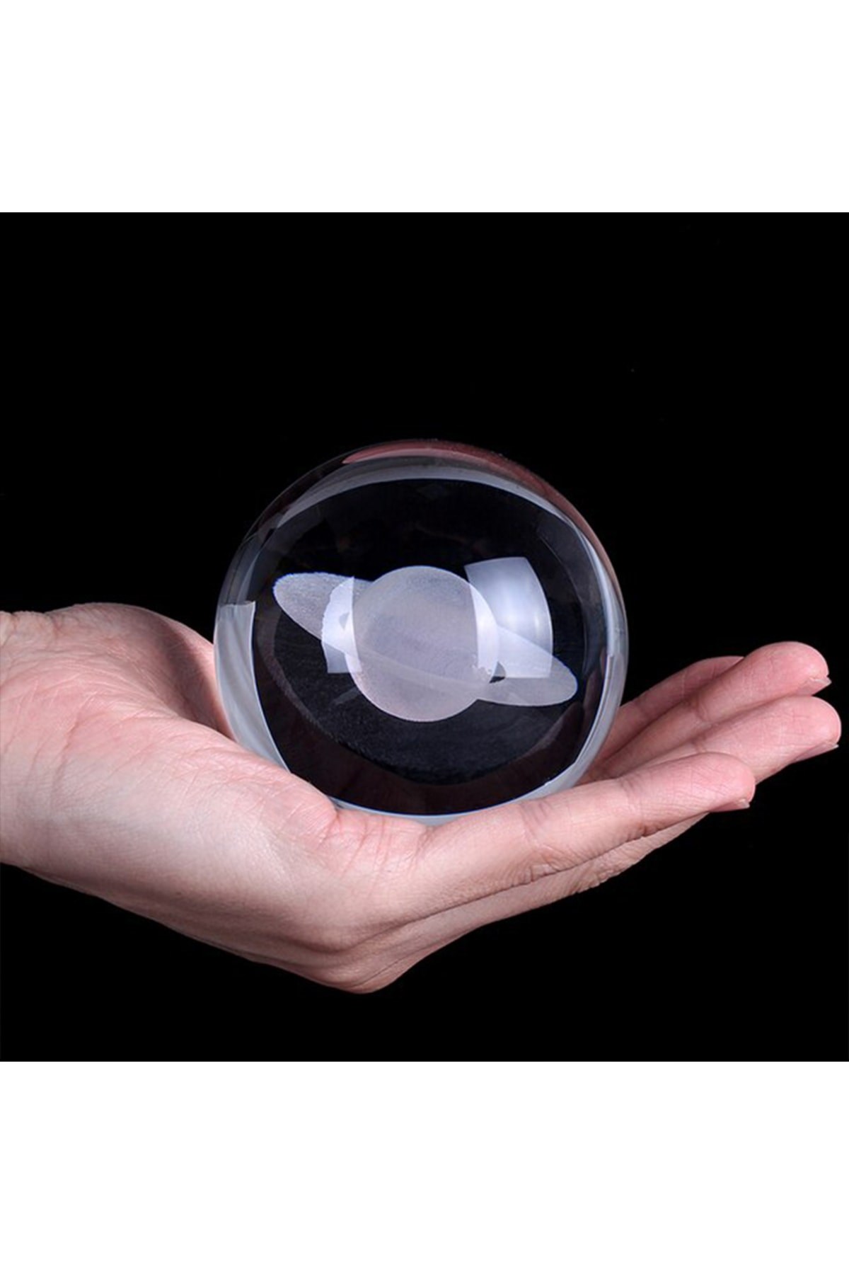 Işıklı Satürn Cam Küre 8cm*6cm