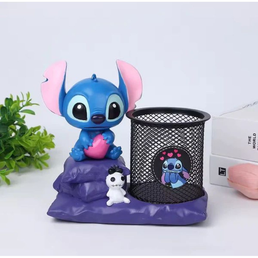 Stitch Figürlü Kalemlik ve Masaüstü Organizer – Dekoratif Metal Kalem Tutucu