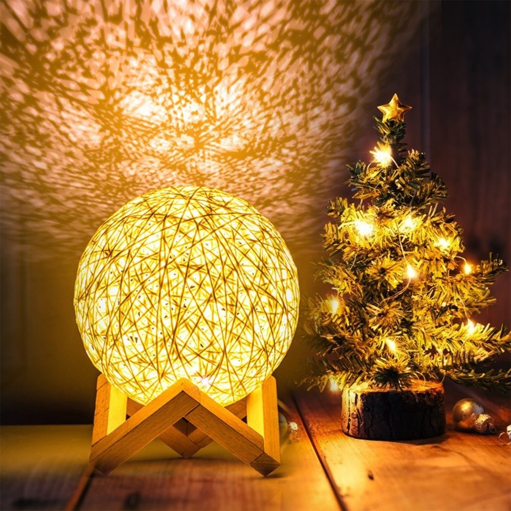 Kumandalı Rattan Gece Lambası 15cm