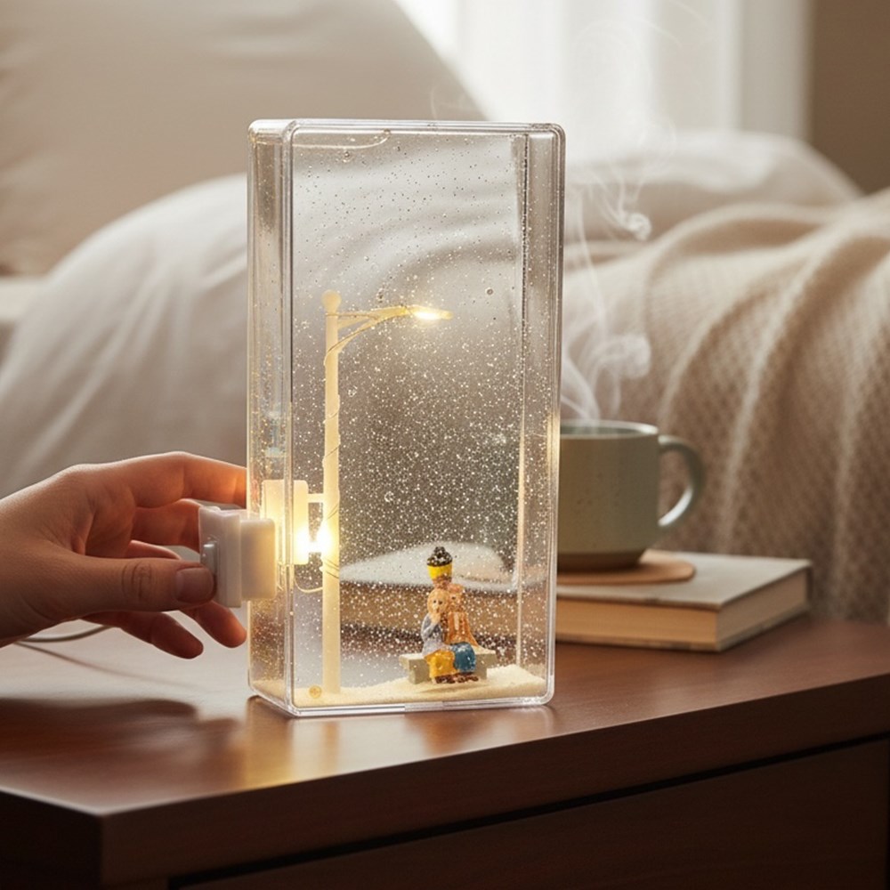 Sevgiliye Özel İsimli Romantik Işıklı Kar Küresi Dekor