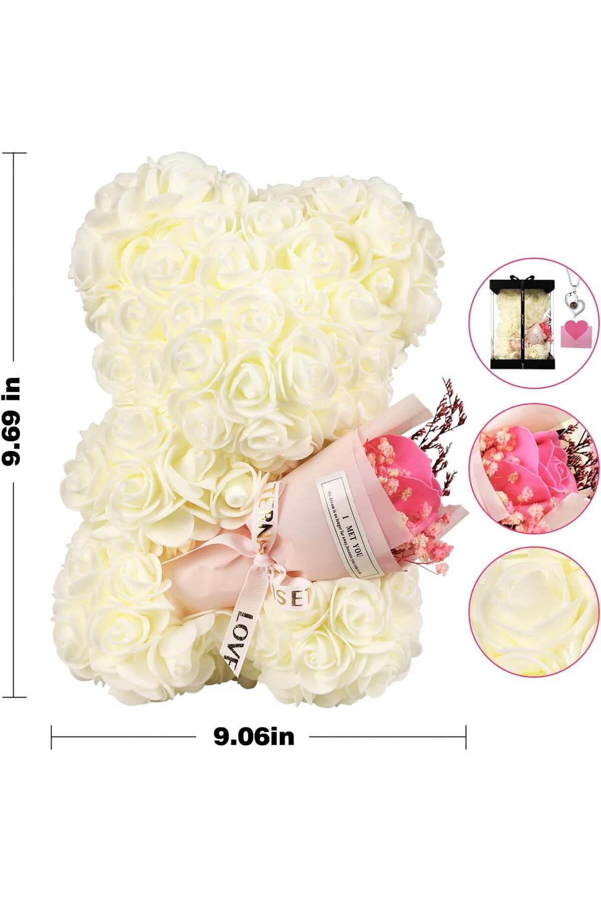 Teddy Rose Kırmızı Beyaz Ayıcık