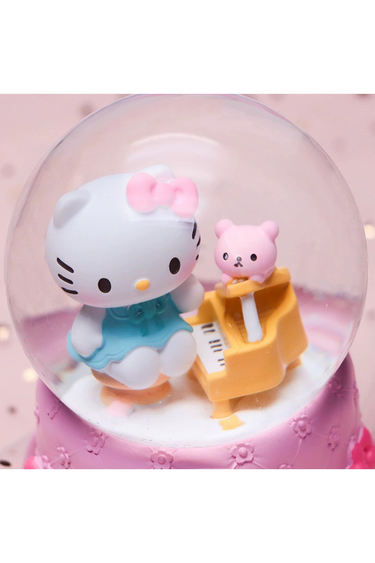 Hello Kitty Happy Temalı Orta Boy Işıklı Müzikli Kar Küresi
