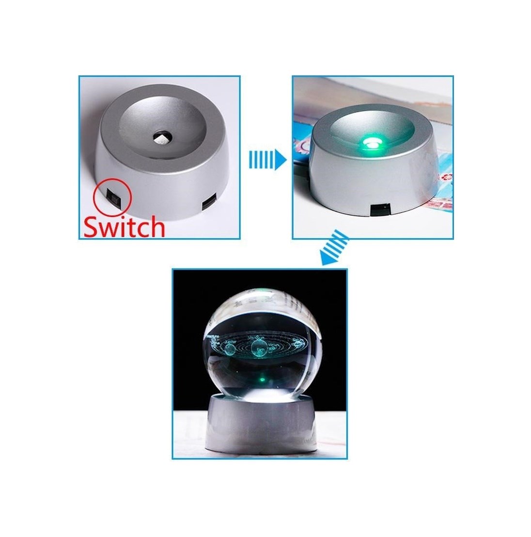 Işıklı Kristal Cam Küre Samanyolu Led Lamba