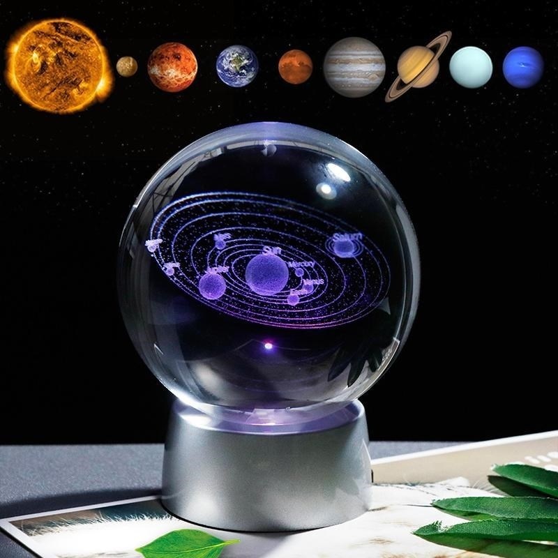Işıklı Kristal Cam Küre Samanyolu Led Lamba