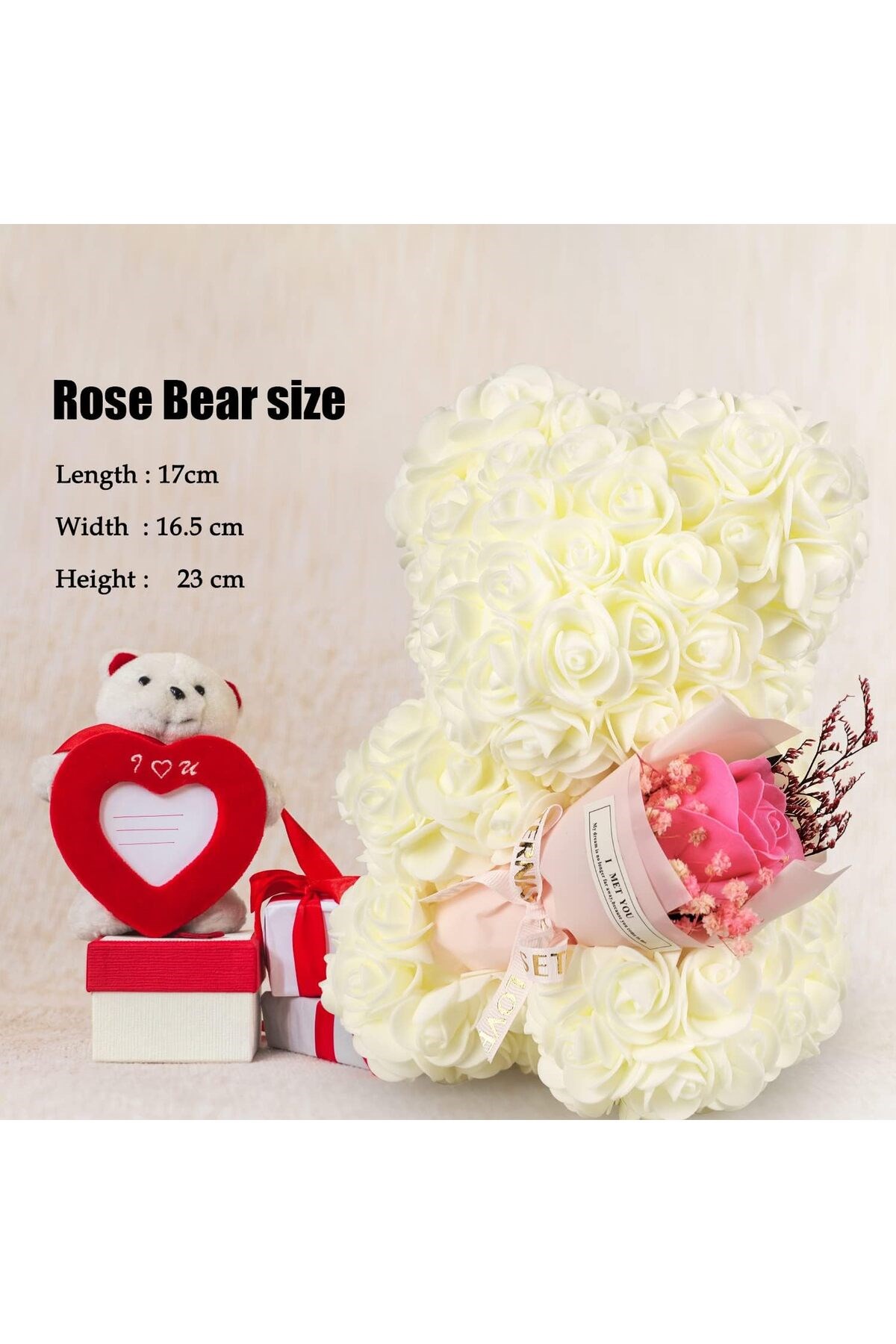 Teddy Rose Kırmızı Beyaz Ayıcık