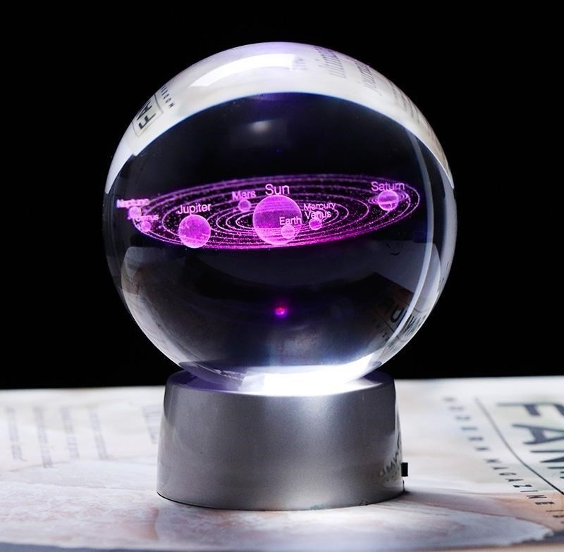 Işıklı Kristal Cam Küre Samanyolu Led Lamba