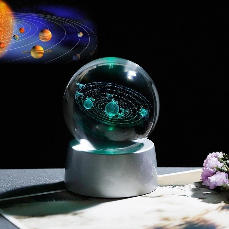 Işıklı Kristal Cam Küre Samanyolu Led Lamba