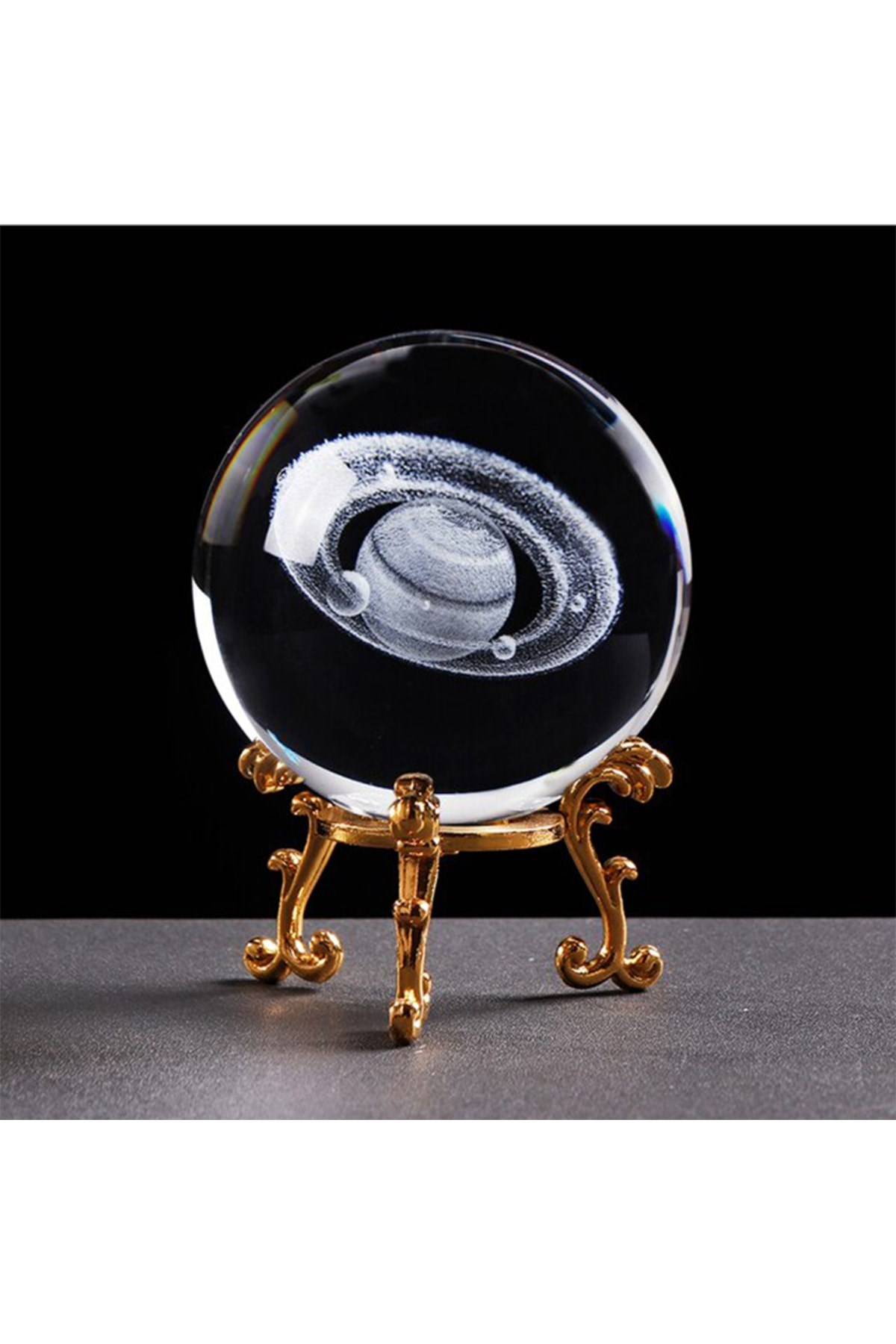 Işıklı Satürn Cam Küre 8cm*6cm