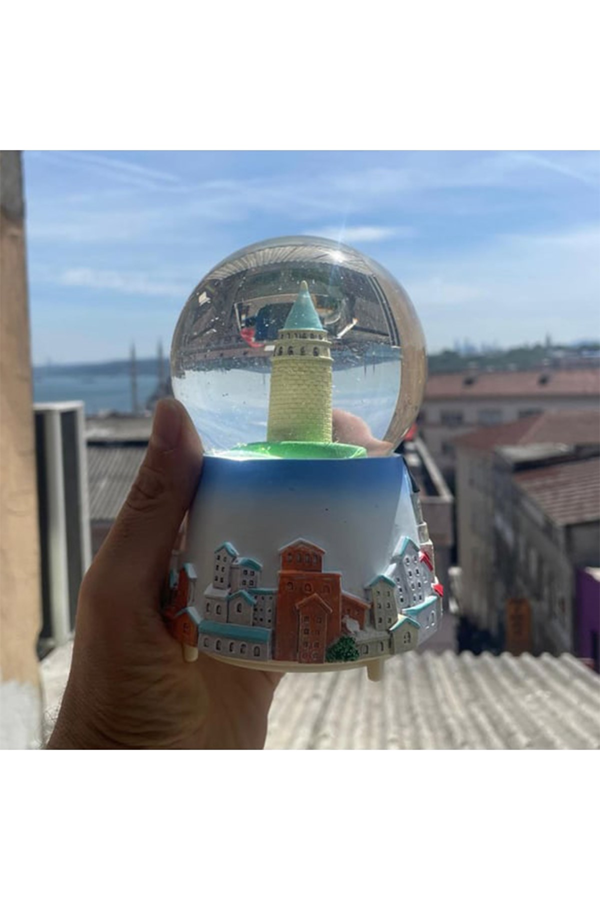 Galata Kulesi Büyük Boy Işıklı Müzikli Otomatik Püskürten Kar Küresi