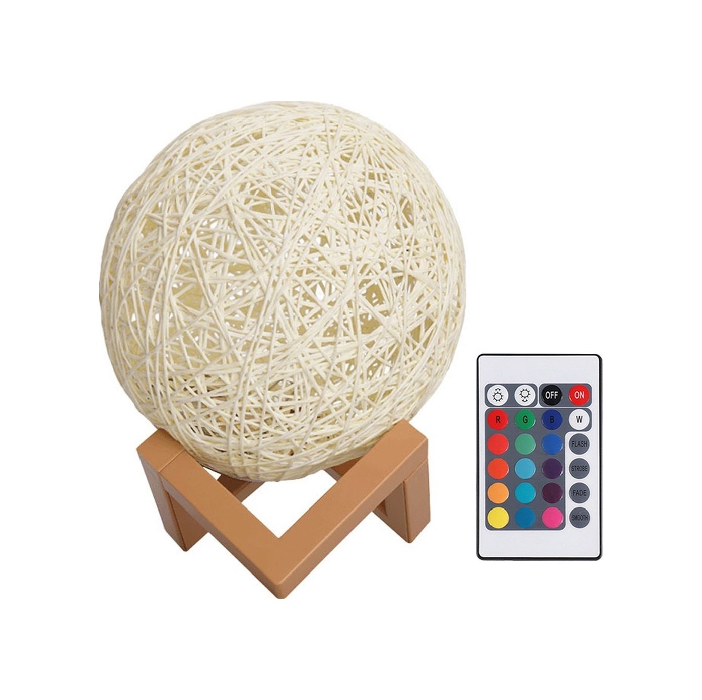 Kumandalı Rattan Gece Lambası 15cm
