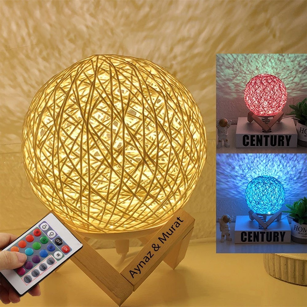 Kumandalı Rattan Gece Lambası 15cm