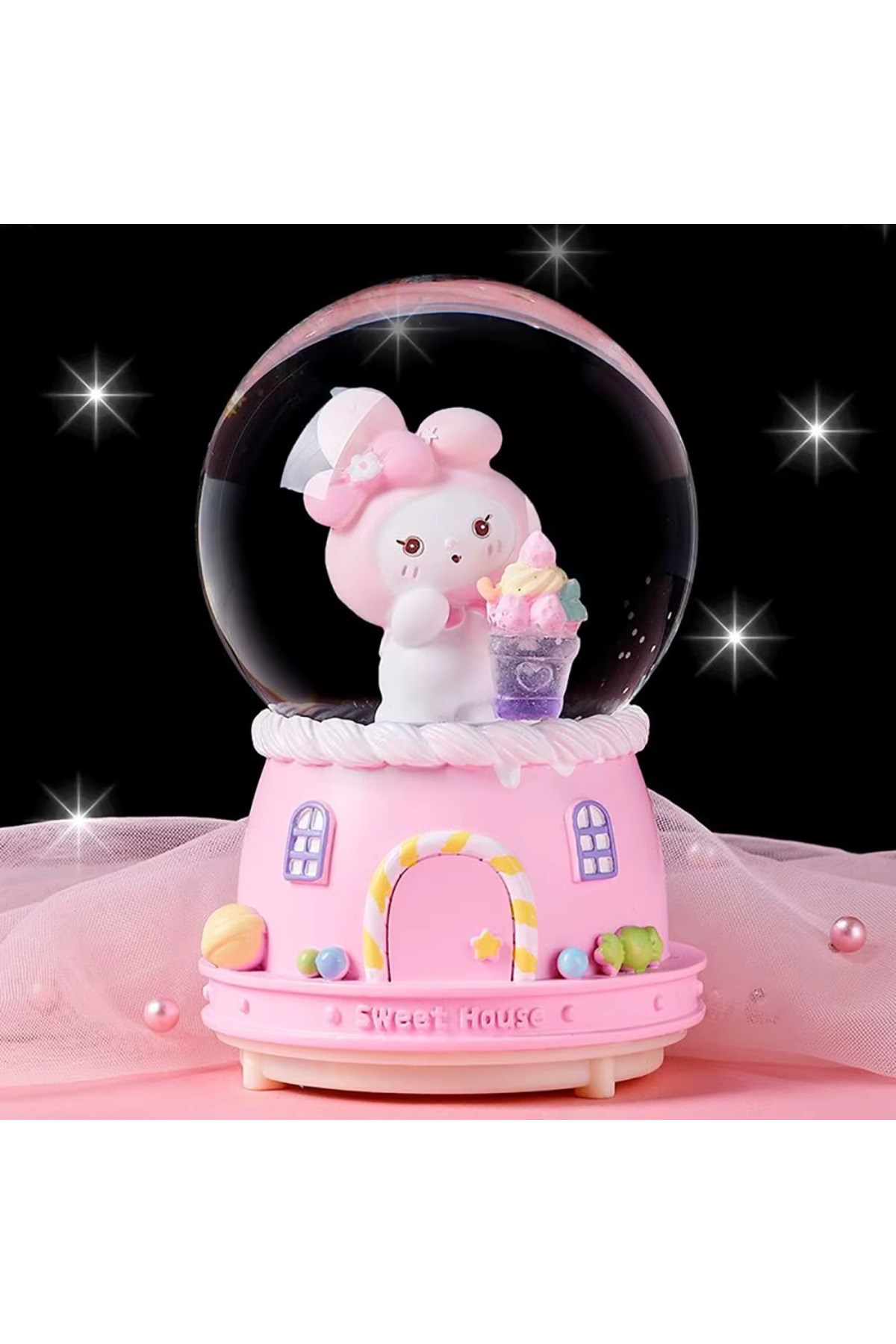 Sanrio kuromi Büyük Boy Püskürtmeli Müzikli Işıklı Kar Küresi