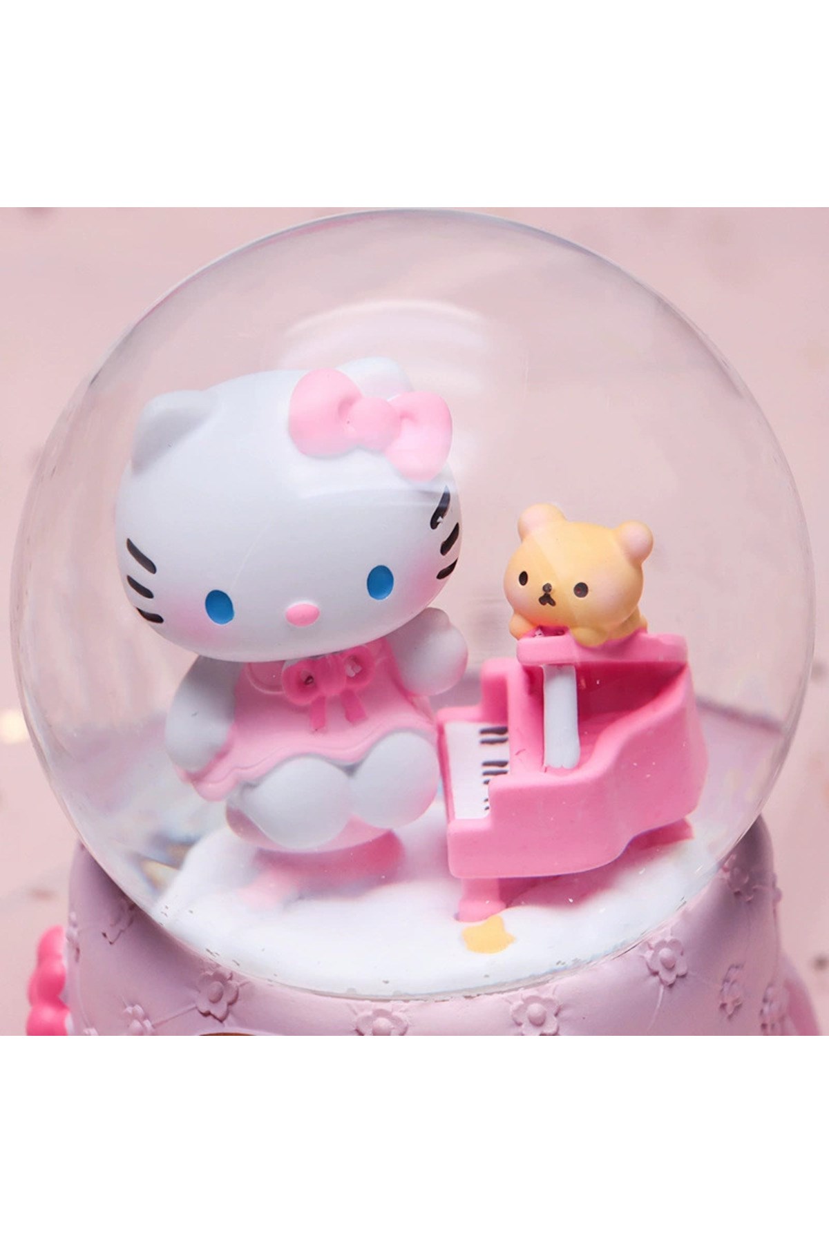 Hello Kitty Happy Temalı Orta Boy Işıklı Müzikli Kar Küresi