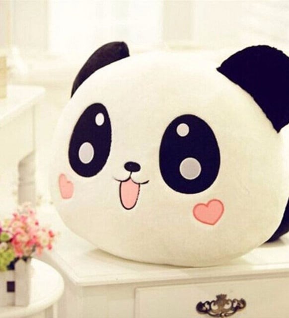 Sevimli Panda Peluş Yastık 35 35cm Beyaz
