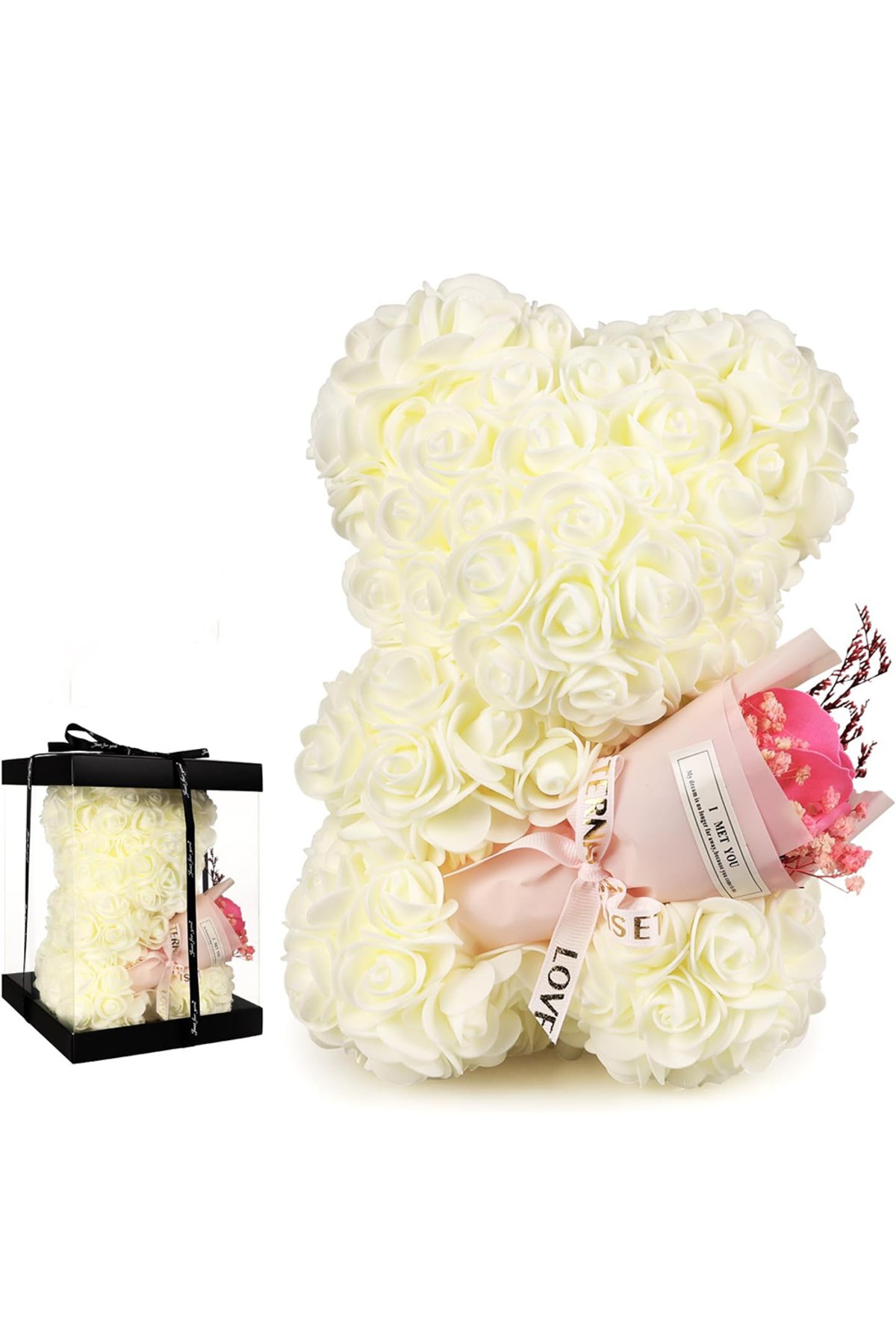 Teddy Rose Kırmızı Beyaz Ayıcık