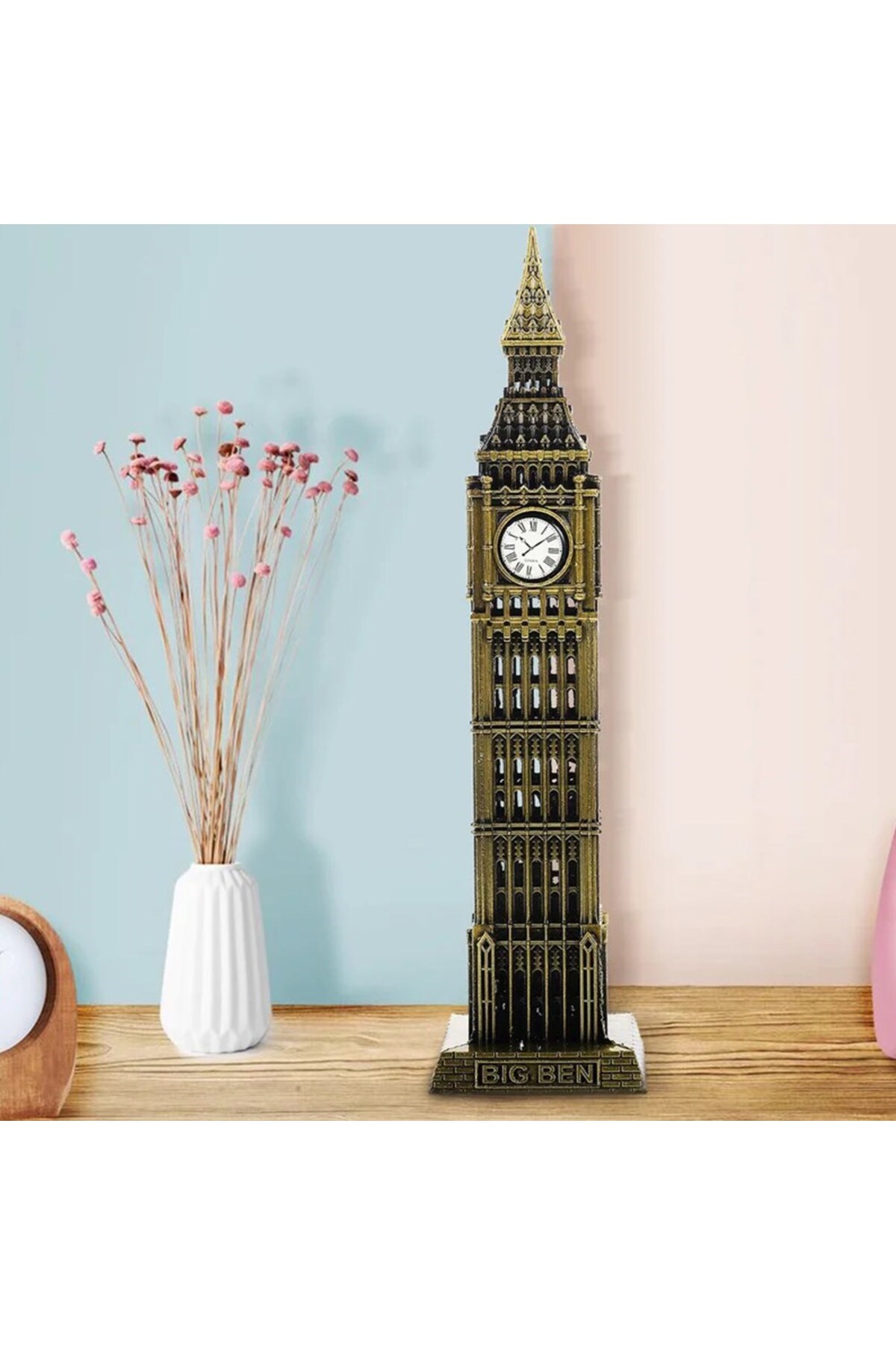 Vintage Metal İngiltere London Big Ben Saat Kulesi Antik Bronz 23 cm