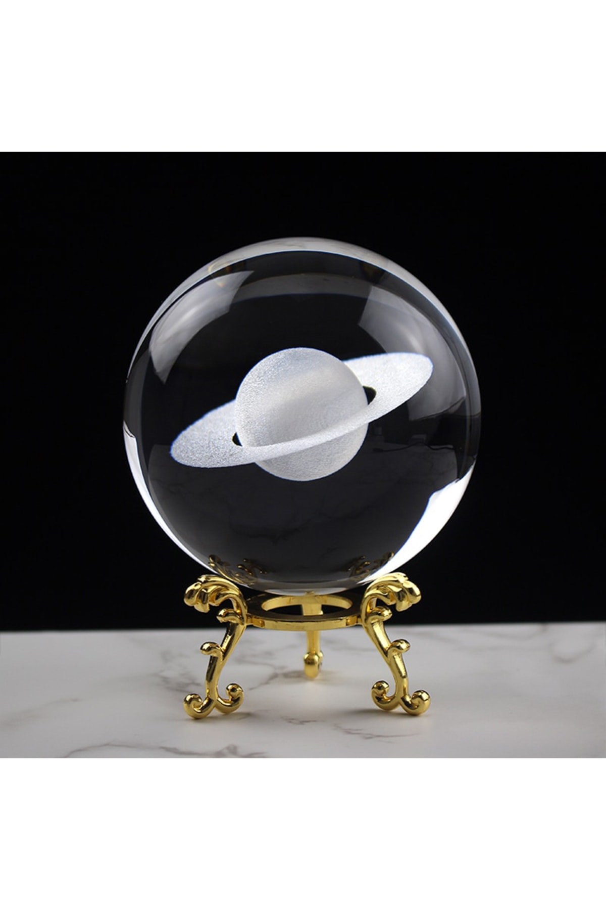 Işıklı Satürn Cam Küre 8cm*6cm