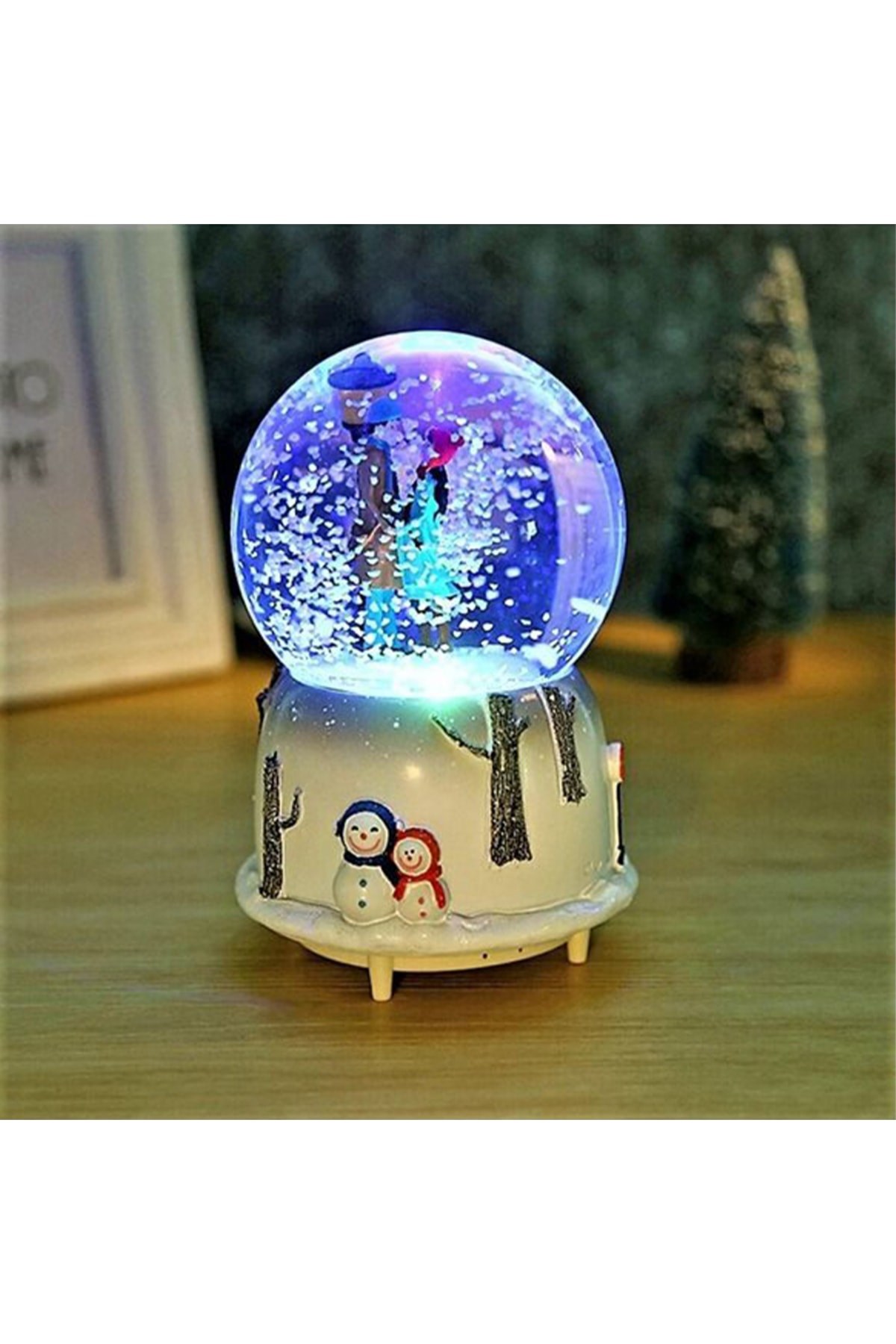 Romantik Aşıklar Büyük Boy Işıklı Müzikli Kar Küresi Sevgiliye Hediye