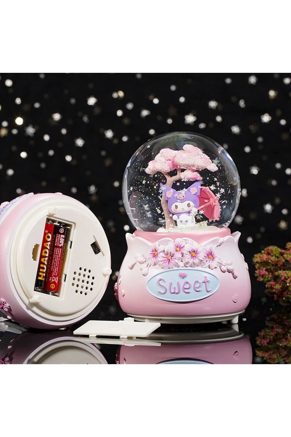 Morsanrio Kuromi Orta Boy Işıklı Müzikli Kar Küresi