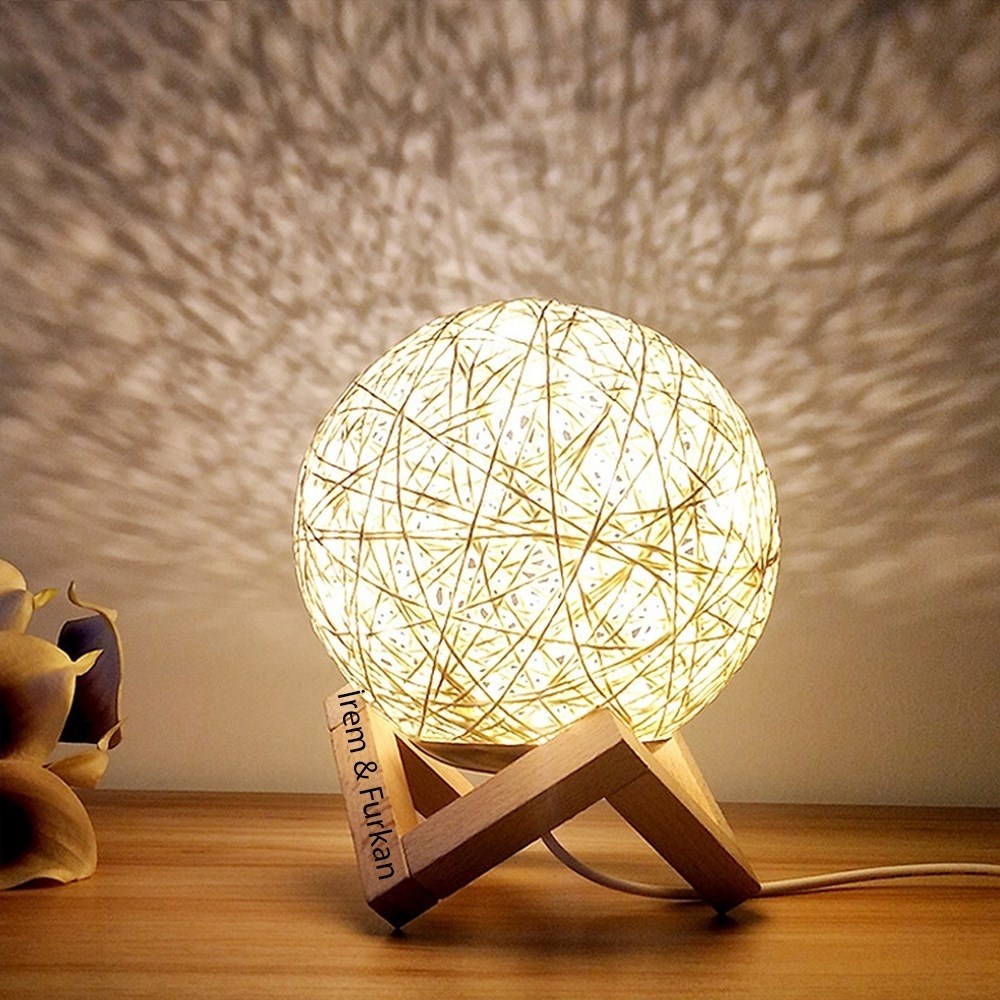 Kumandalı Rattan Gece Lambası 15cm