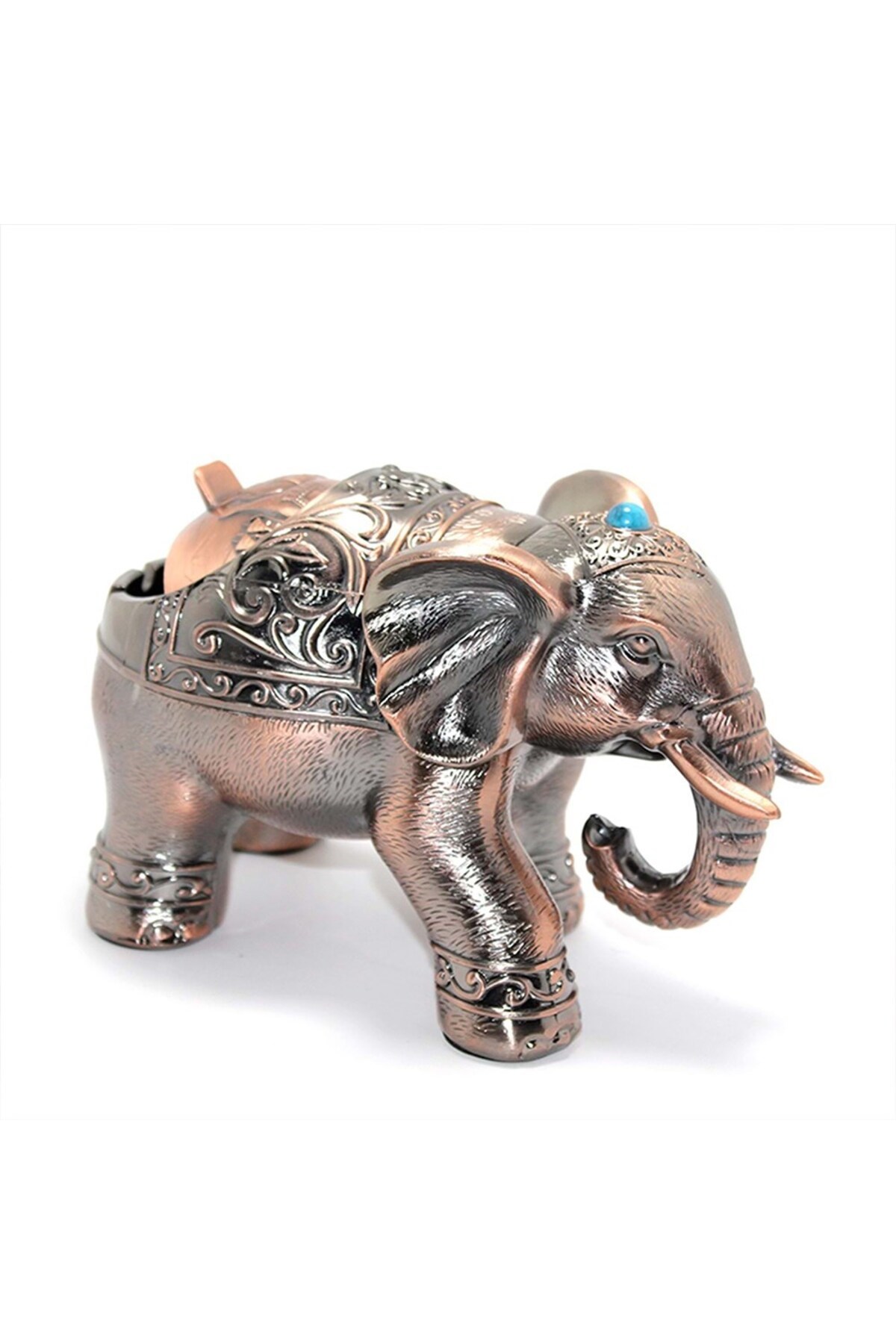 Kapaklı Metal Fil Figürlü Küllük 11*18 Cm