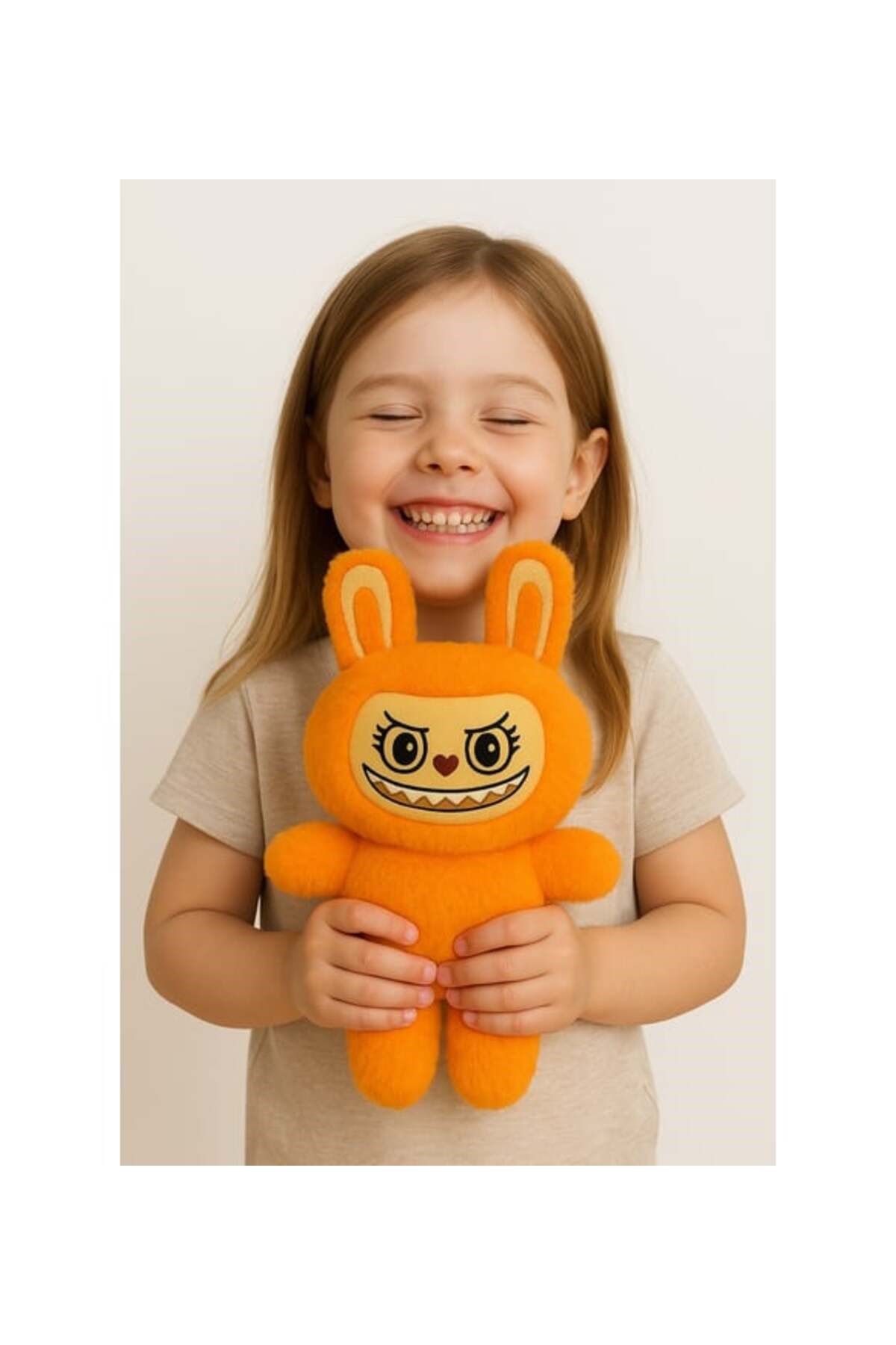 Labubu Peluş Bebek Dekoratif Oyuncak, Uyku Arkadaşı Labubu Oyuncak Turuncu