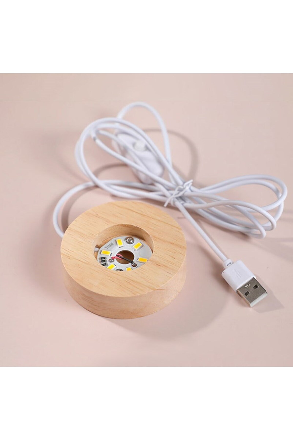 Kişiye Özel Işıklı Ahşap Kaideli İstiridyeCam Küre 8cm*6cm