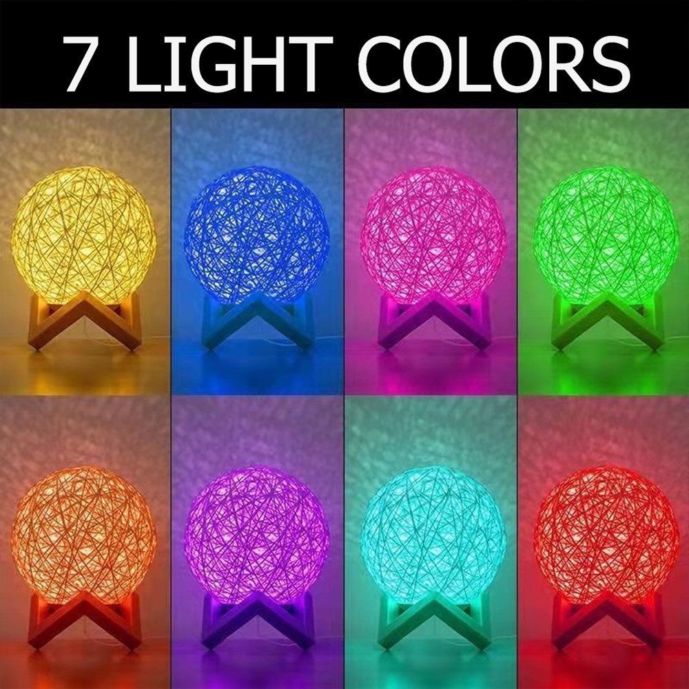 Kumandalı Rattan Gece Lambası 15cm