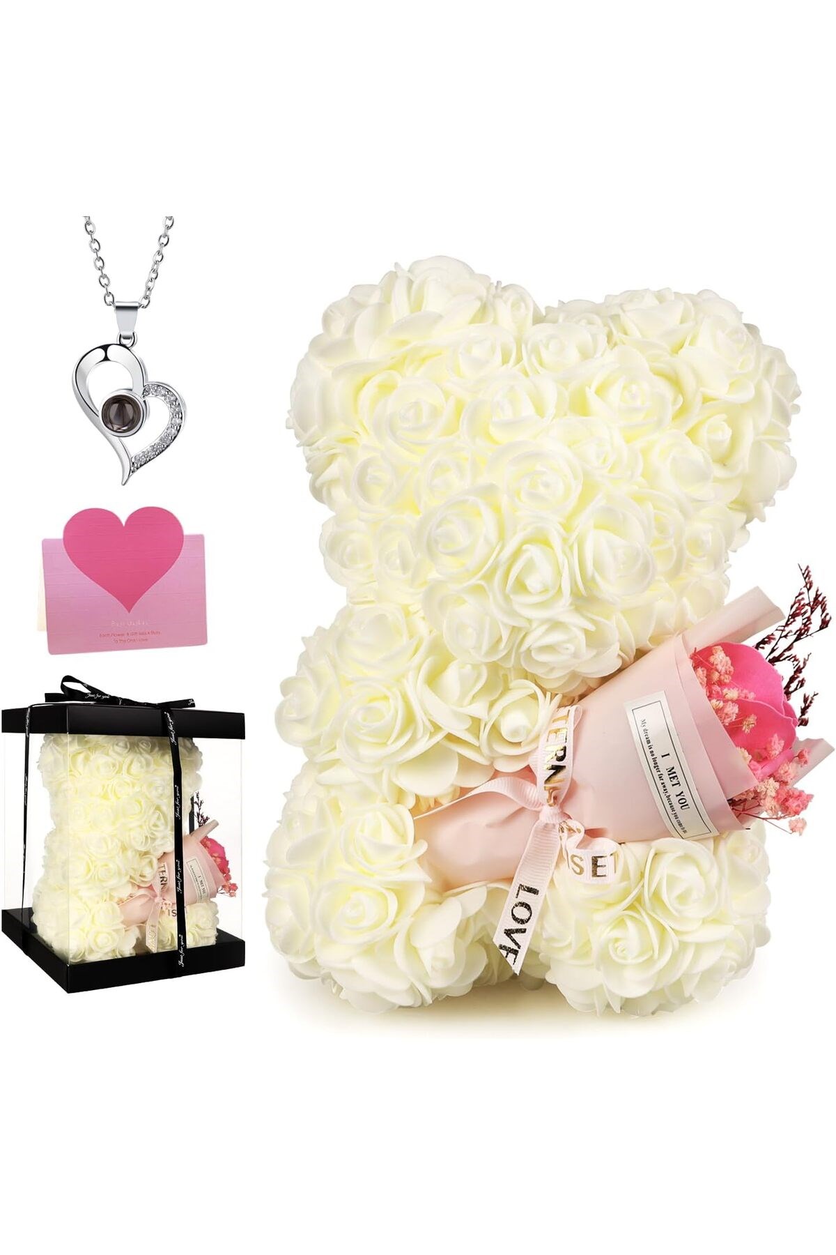 Teddy Rose Kırmızı Beyaz Ayıcık