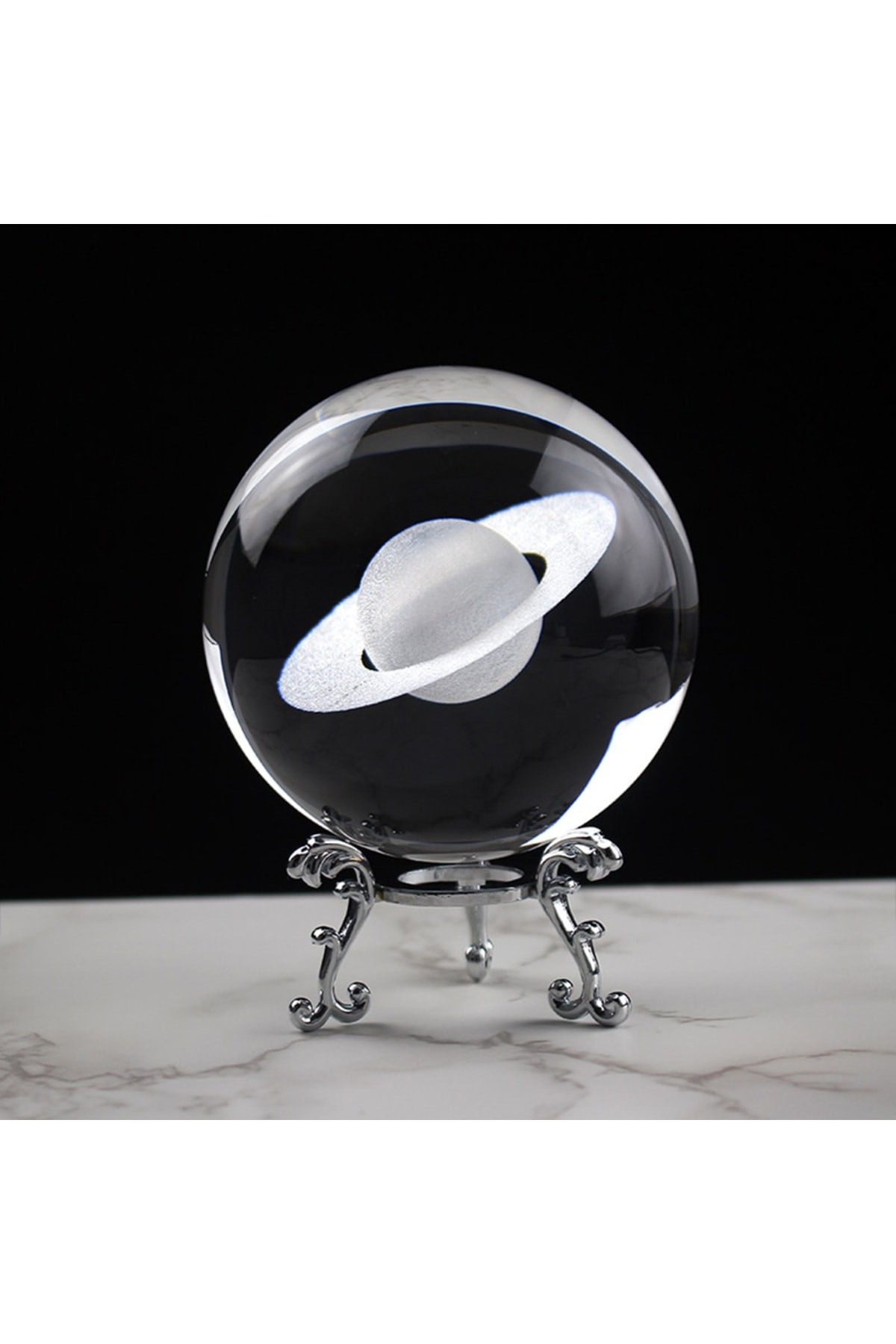 Işıklı Satürn Cam Küre 8cm*6cm