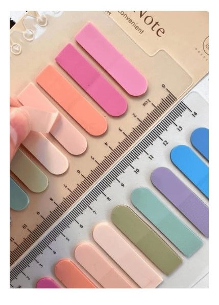 Hayal sepeti 10 Renkli Cetvelli MAVİ PEMBE ton Şeffaf Pet Indeks / Index Sticker / Postit / Post-it