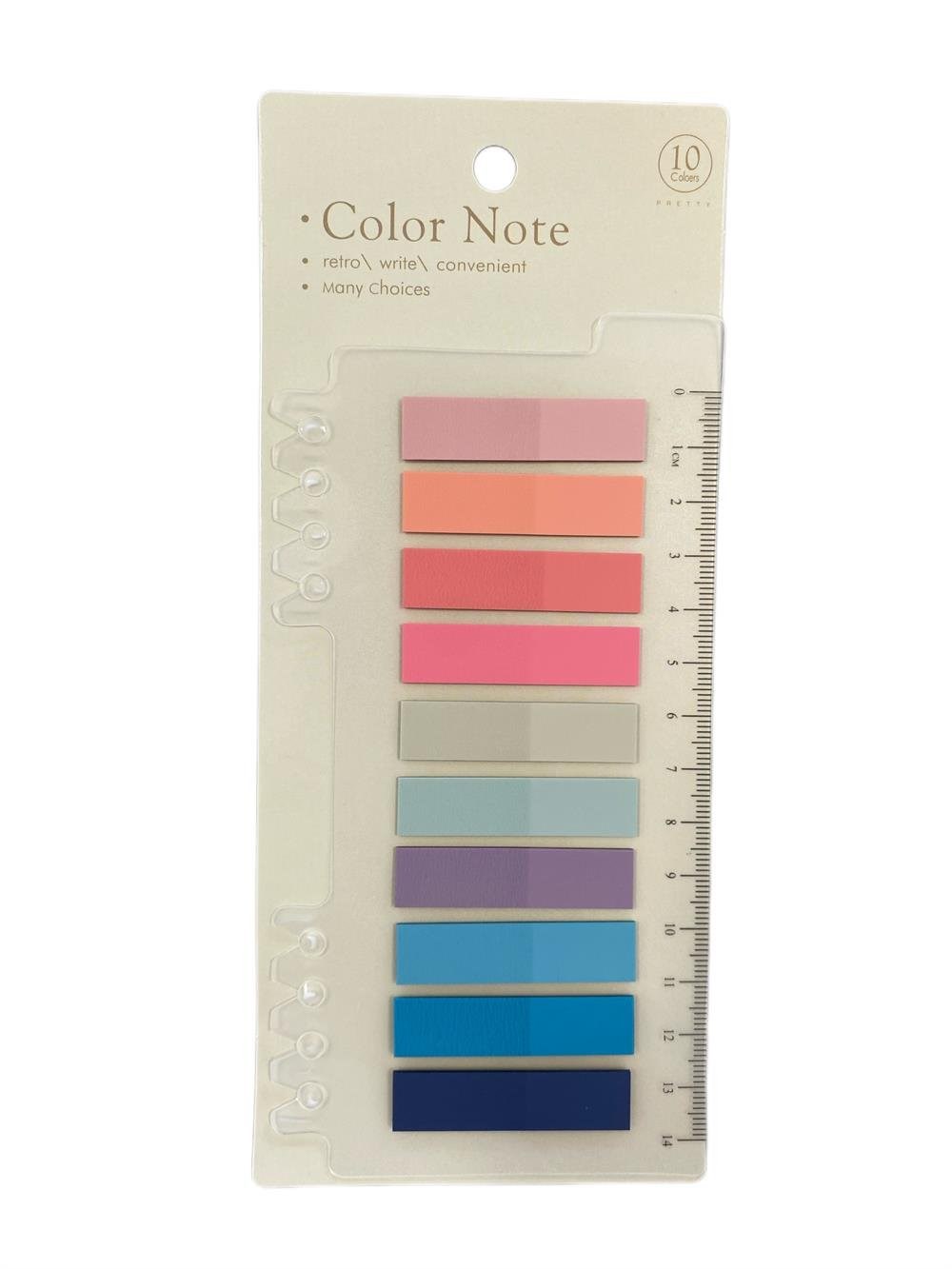 Hayal sepeti 10 Renkli Cetvelli pembe-somon-mavi-yesil-laci Tonları Şeffaf Pet  Postit / Post-it