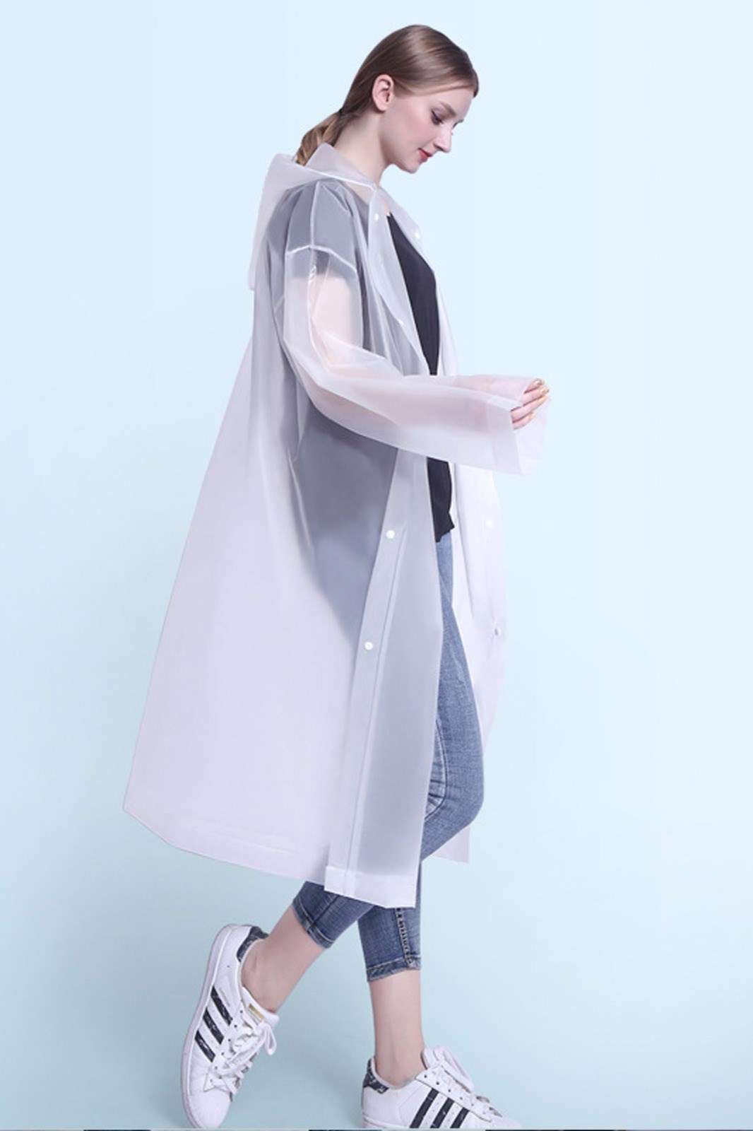 Hayal Sepeti Eva Unisex Yağmurluk çıtçıt düğmeli  - beyaz 