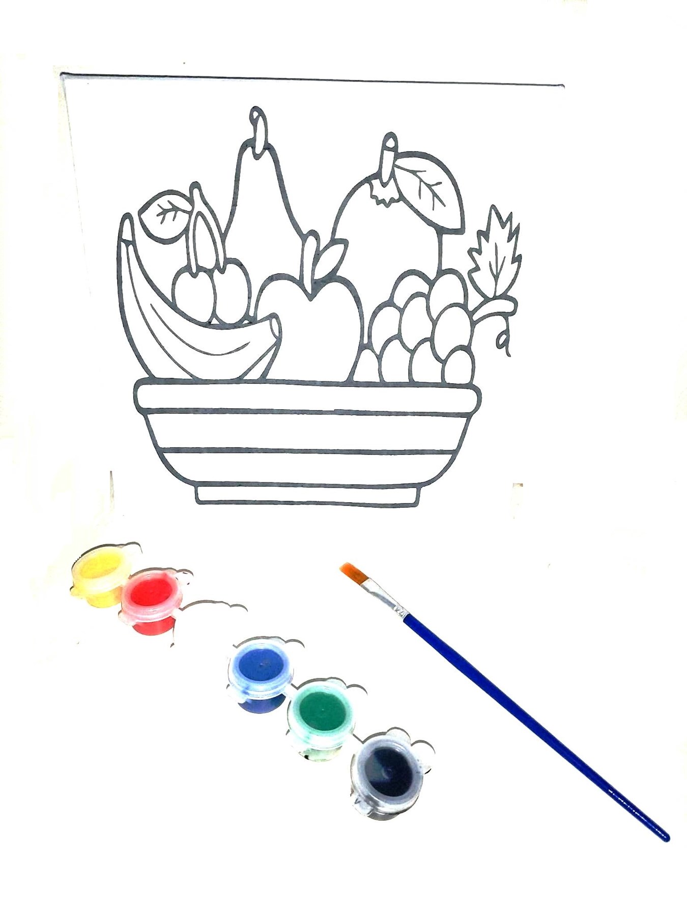 Hayal Sepeti MEYVE TABAĞI Resimli Tuval 20 X 20  6lı boya, fırça Boyama seti