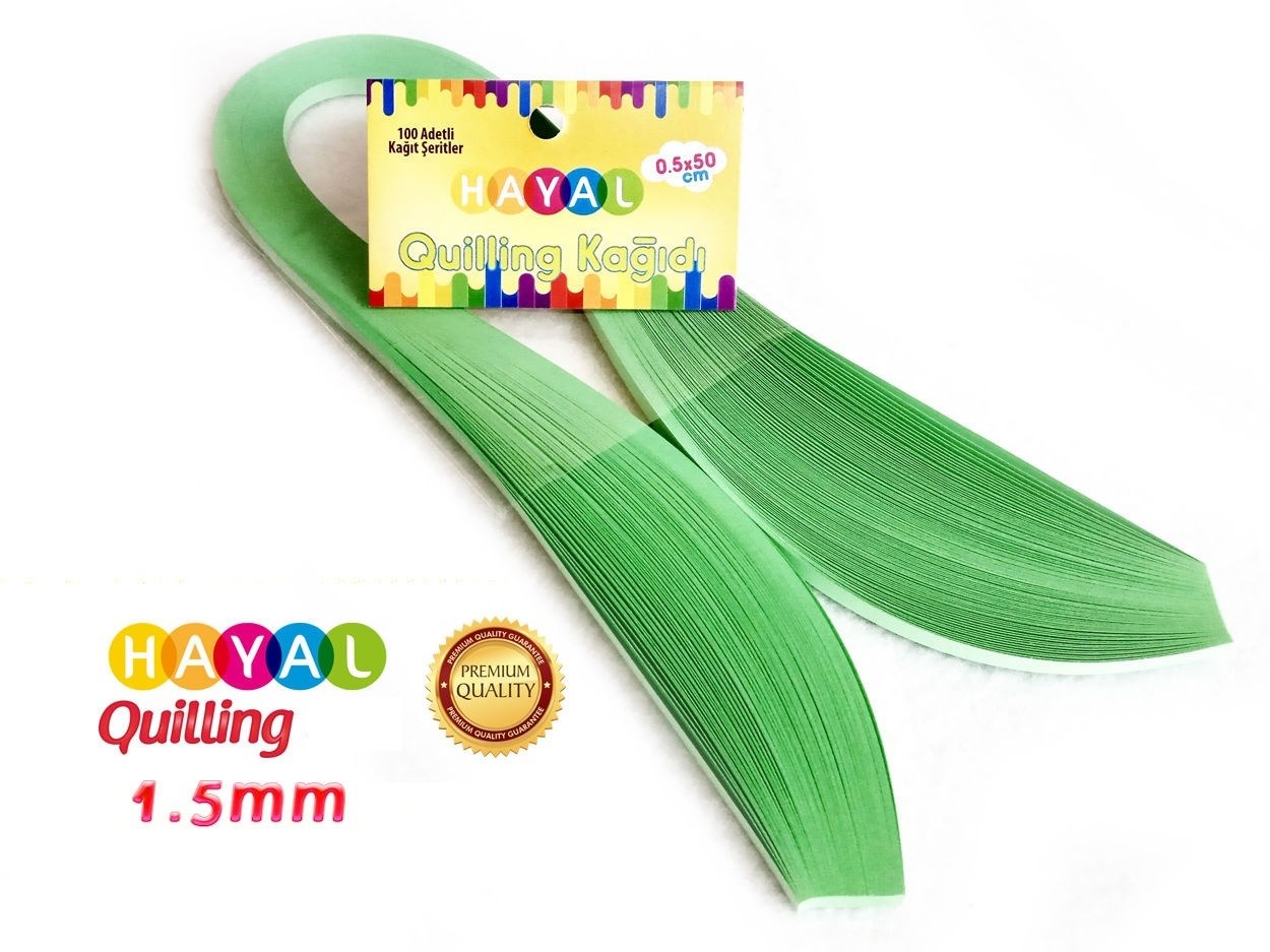 Hayal 1.5mm Açık Yeşil Renk Quilling Kağıdı - 100'lü