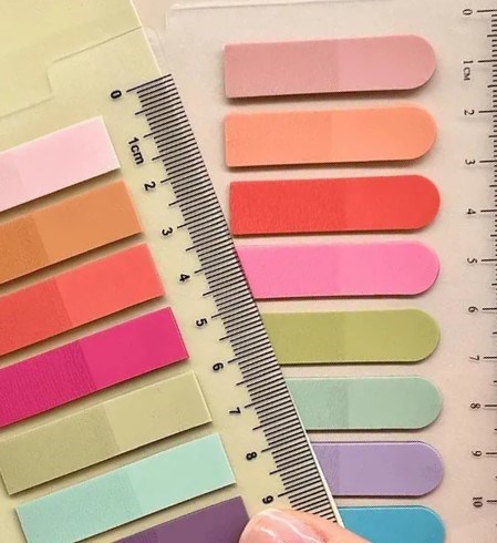 Hayal sepeti 10 Renkli Cetvelli somon laci  ton Şeffaf Pet Indeks / Index Sticker / Postit / Post-it