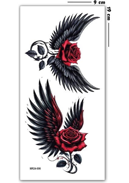 Hayal Sepeti Geçici Dövme 9,5x19CM Tattoo Minimal Tattoo Aksesuar Şık  KANATLI KIRMIZI GÜL MODELİ  Hayal Sepeti Geçici Dövme 9,5x19CM Tattoo Minimal Tattoo Aksesuar Şık  KANATLI KIRMIZI GÜL MODELİ