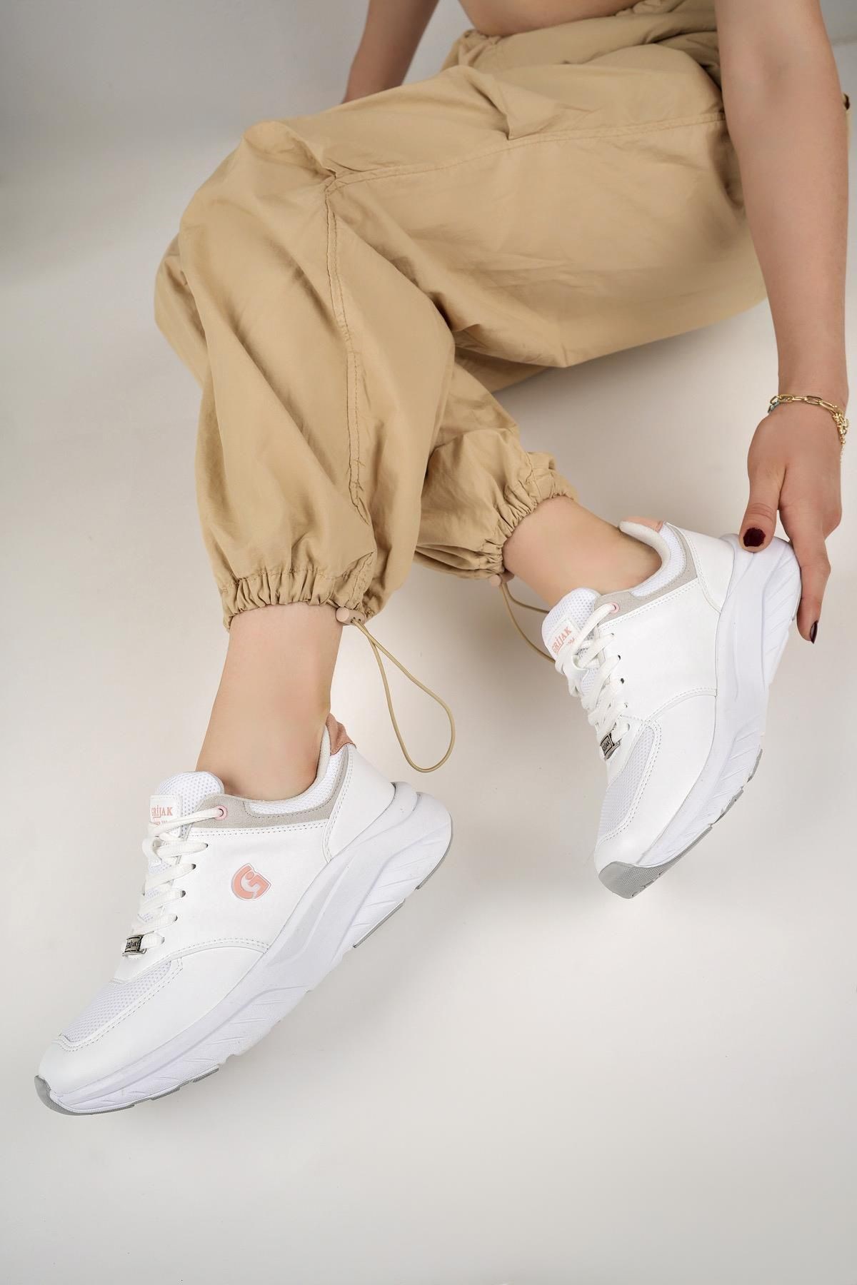 İncim Bej Pudra Ortopedik Konforlu Kadın Spor Ayakkabı Günlük Sneaker Grijak 417