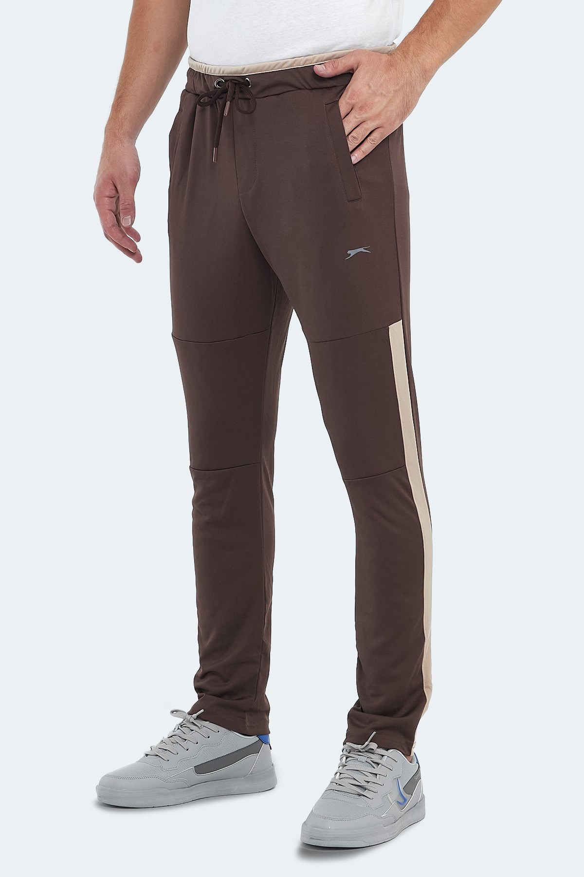 Slazenger OXFORD I Erkek Fermuar Cepli Kahve Eşofman Altı ST10PE115