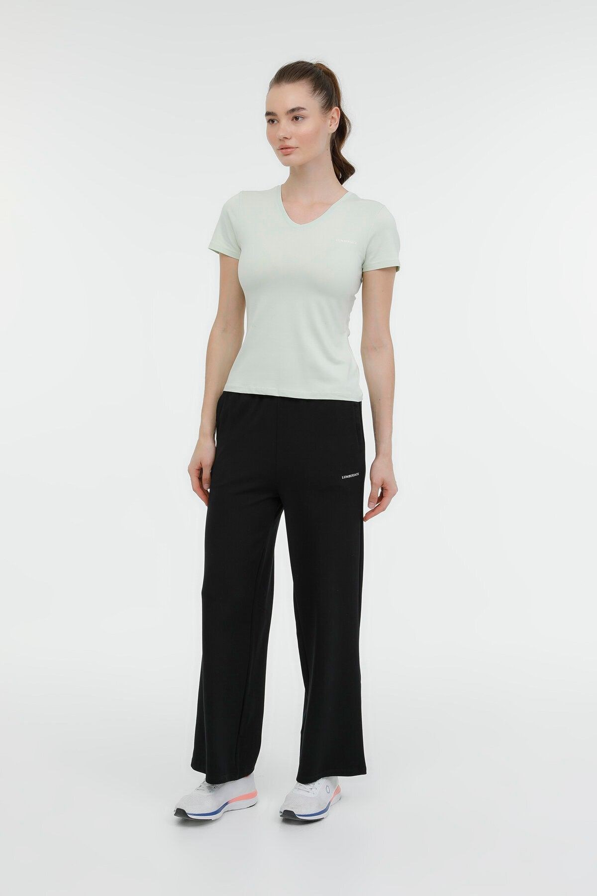 W-ct132 Basıc Modal V Nec Pastel Yesıl Kadın Kısa Kol T-shirt