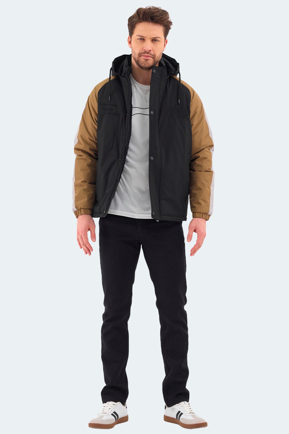 Slazenger HINOX Erkek Kapüşonlu Siyah Mont & Kaban ST24JE076