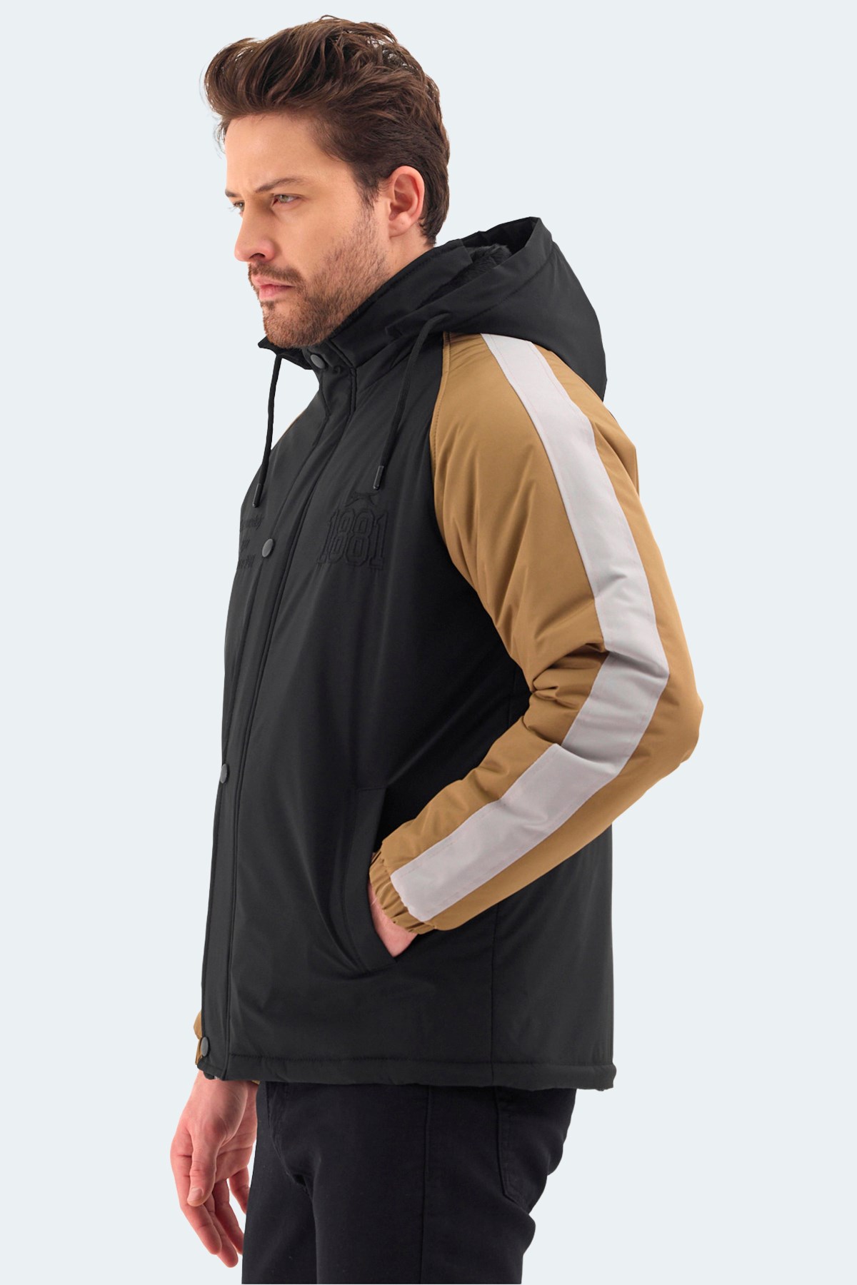 Slazenger HINOX Erkek Kapüşonlu Siyah Mont & Kaban ST24JE076