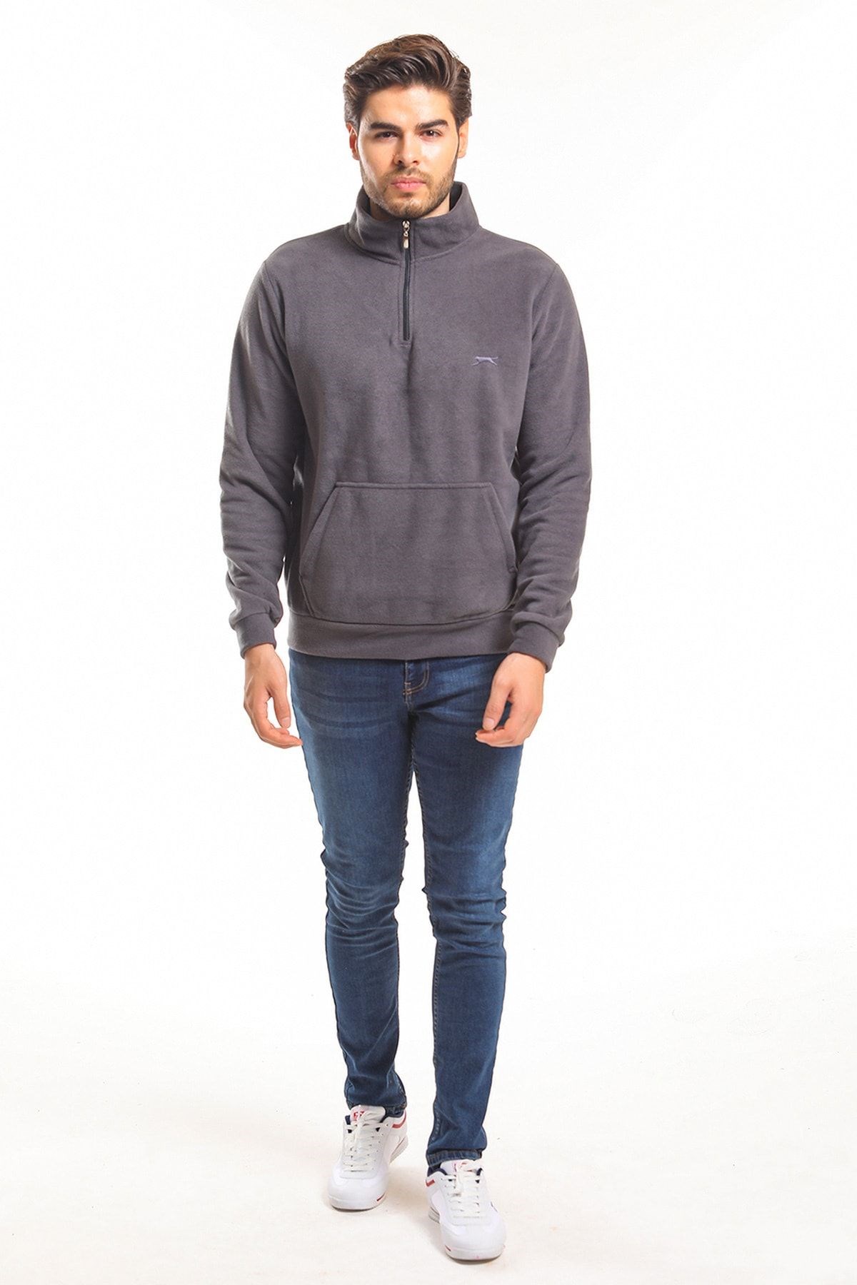 Slazenger SOLID Erkek Sweatshirt K.Gri ST21WE052 Slazenger SOLID Erkek Sweatshirt K.Gri ST21WE052