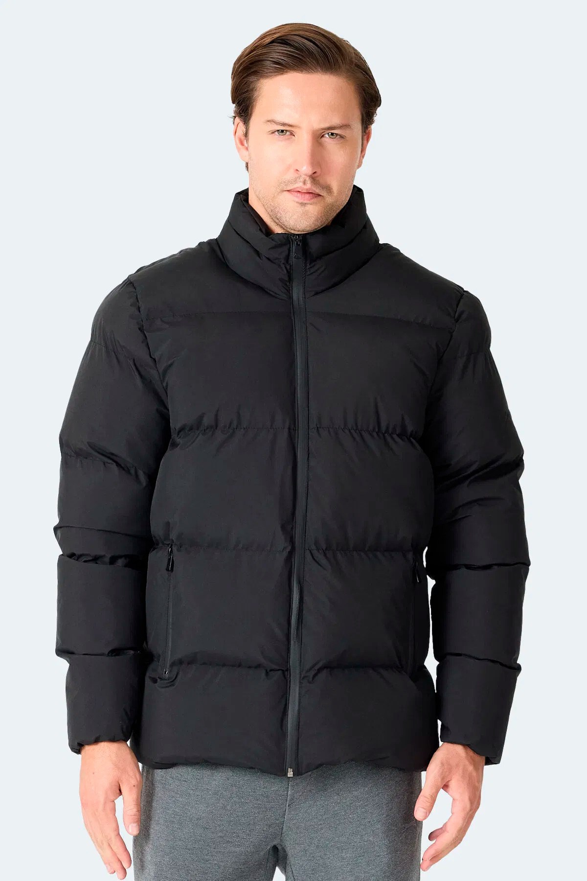 Slazenger HECARIM Erkek Kapüşonlu Şişme Siyah Mont & Kaban ST25JE033-500